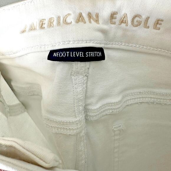 AMERICAN EAGLE Jeans Skinny Next Level Stretch White Destroyed Size 8 Long - Picture 4 of 5